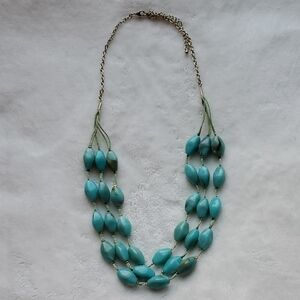 Vintage Turquoise Tone Multi-Strand Beaded Necklace